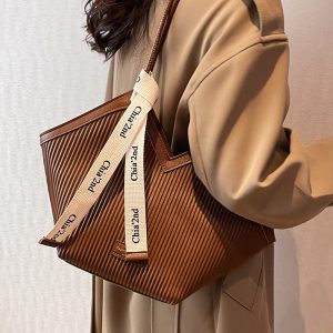 Bolso casual informal de gran capacidad, de piel sintética, de hombro, para mujer.