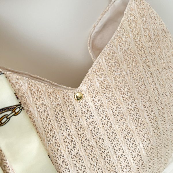 Bolso nuevo de paja para mujeres, bolso de verano, tejido, con personalidad, bolso bajo el brazo, semicircular - Imagen 5