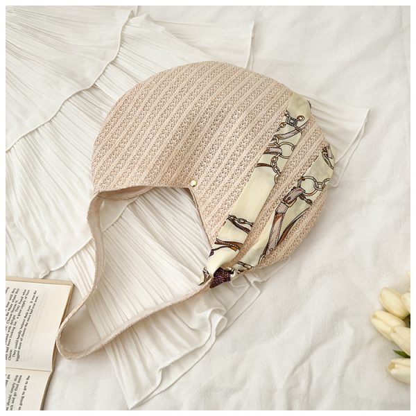 Bolso nuevo de paja para mujeres, bolso de verano, tejido, con personalidad, bolso bajo el brazo, semicircular - Imagen 3