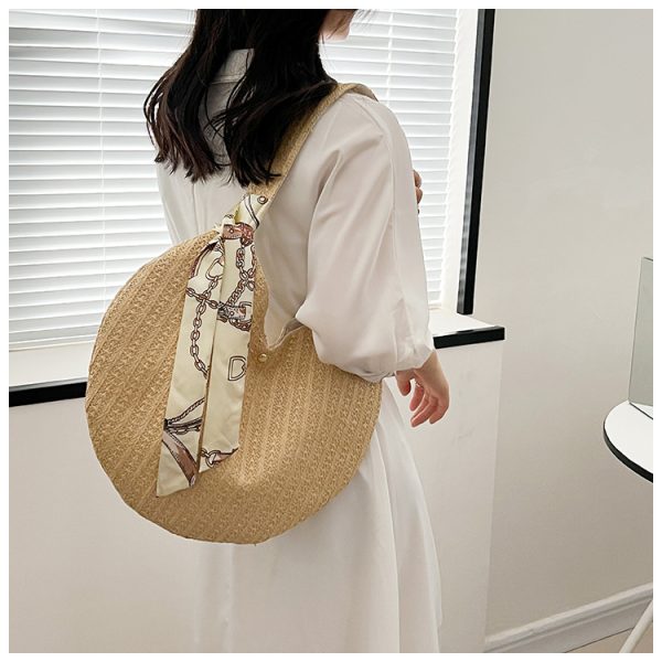 Bolso nuevo de paja para mujeres, bolso de verano, tejido, con personalidad, bolso bajo el brazo, semicircular - Imagen 2