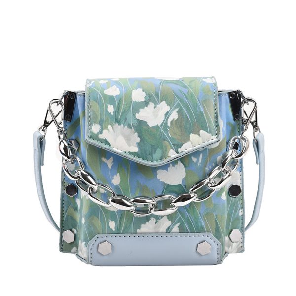 Bolso de hombro de tendencia retro, nuevo bolso de moda con grafiti, bolso de cadena simple, bolso de mensajero de PU para mujer - Imagen 3